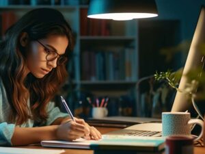 Imagen de chica estudiando curso intensivo